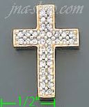 14K Gold CZ Cross Charm Pendant - Click Image to Close