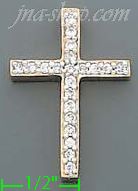 14K Gold CZ Cross Charm Pendant - Click Image to Close