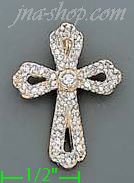 14K Gold CZ Cross Charm Pendant - Click Image to Close