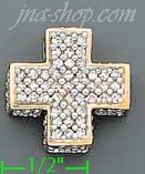 14K Gold CZ Cross Charm Pendant - Click Image to Close