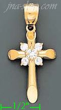 14K Gold CZ Cross Charm Pendant - Click Image to Close