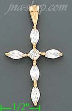 14K Gold CZ Cross Charm Pendant - Click Image to Close