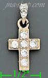 14K Gold CZ Cross Charm Pendant - Click Image to Close