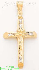 14K Gold Crucifix CZ Cross Charm Pendant - Click Image to Close