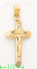 14K Gold Crucifix CZ Cross Charm Pendant - Click Image to Close