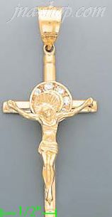 14K Gold Cross Crucifix Motion CZ Charm Pendant - Click Image to Close