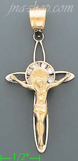 14K Gold Cross Crucifix Motion CZ Charm Pendant - Click Image to Close