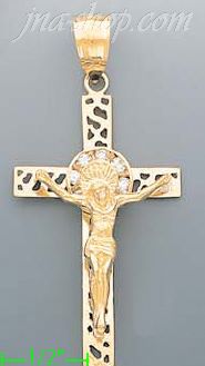 14K Gold Cross Crucifix Motion CZ Charm Pendant - Click Image to Close