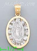 14K Gold Virgin of Guadalupe CZ Charm Pendant - Click Image to Close