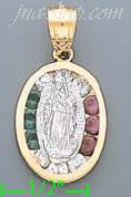 14K Gold Virgin of Guadalupe CZ Charm Pendant - Click Image to Close