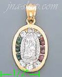 14K Gold Virgin of Guadalupe CZ Charm Pendant - Click Image to Close