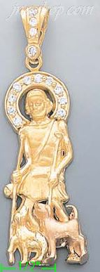 14K Gold Saint Lazarus CZ Charm Pendant - Click Image to Close