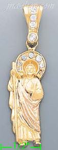 14K Gold Saint Lazarus CZ Charm Pendant - Click Image to Close