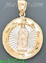 14K Gold Virgin of Guadalupe CZ Charm Pendant - Click Image to Close