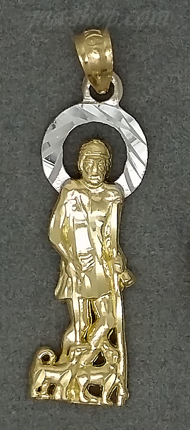 14K Gold 2Tone Saint Lazarus San Lazaro Charm Pendant - Click Image to Close