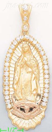 14K Gold Virgin of Guadalupe CZ Charm Pendant - Click Image to Close