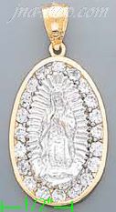 14K Gold Virgin of Guadalupe CZ Charm Pendant - Click Image to Close