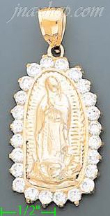 14K Gold Virgin of Guadalupe CZ Charm Pendant - Click Image to Close