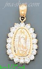 14K Gold Virgin of Guadalupe CZ Charm Pendant - Click Image to Close