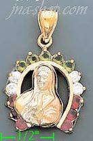 14K Gold Virgin Mary CZ Charm Pendant - Click Image to Close