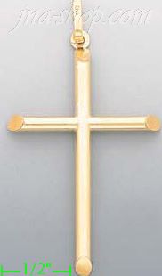 14K Gold Tubular Cross Charm Pendant - Click Image to Close