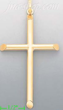 14K Gold Tubular Cross Charm Pendant - Click Image to Close