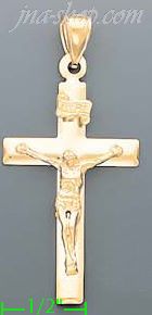 14K Gold Cross Crucifix Charm Pendant - Click Image to Close