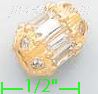 14K Gold Cylinder Slider CZ Charm Pendant - Click Image to Close