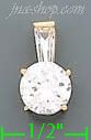 14K Gold Solitaire CZ Charm Pendant - Click Image to Close