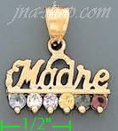 14K Gold Madre CZ Charm Pendant - Click Image to Close