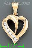 14K Gold Open Heart CZ Charm Pendant - Click Image to Close