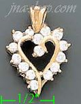 14K Gold Open Heart CZ Charm Pendant - Click Image to Close