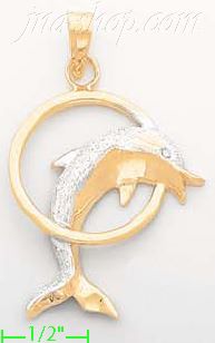 14K Gold Dolphin Charm Pendant - Click Image to Close