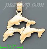 14K Gold Dolphin Charm Pendant - Click Image to Close