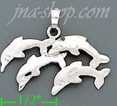 14K Gold Dolphin Charm Pendant - Click Image to Close