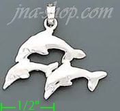 14K Gold Dolphin Charm Pendant - Click Image to Close