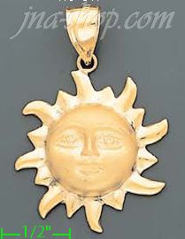 14K Gold Sun Charm Pendant - Click Image to Close