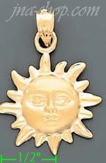 14K Gold Sun Charm Pendant - Click Image to Close