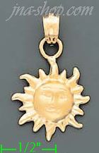 14K Gold Sun Charm Pendant - Click Image to Close