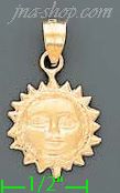 14K Gold Sun Charm Pendant - Click Image to Close