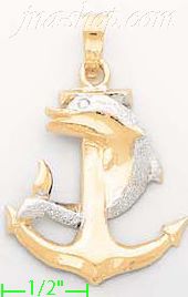 14K Gold Dolphin Charm Pendant - Click Image to Close