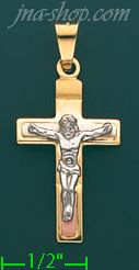 14K Gold Crucifix Fancy Cross Charm Pendant - Click Image to Close