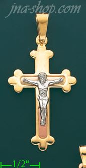 14K Gold Crucifix Fancy Cross Charm Pendant - Click Image to Close