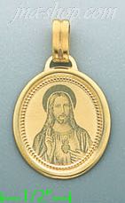 14K Gold Sacred Heart of Jesus Italian Picture Charm Pendant - Click Image to Close