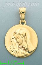 14K Gold Virgin Mary Italian Picture Charm Pendant - Click Image to Close