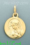 14K Gold Virgin Mary Italian Picture Charm Pendant - Click Image to Close