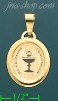 14K Gold Mi Primera Comunion Italian Picture Charm Pendant - Click Image to Close