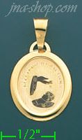 14K Gold Recuerdo de Bautismo Italian Picture Charm Pendant - Click Image to Close