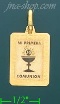 14K Gold Mi Primera Comunion Italian Picture Charm Pendant - Click Image to Close