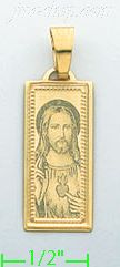 14K Gold Sacred Heart of Jesus Italian Picture Charm Pendant - Click Image to Close